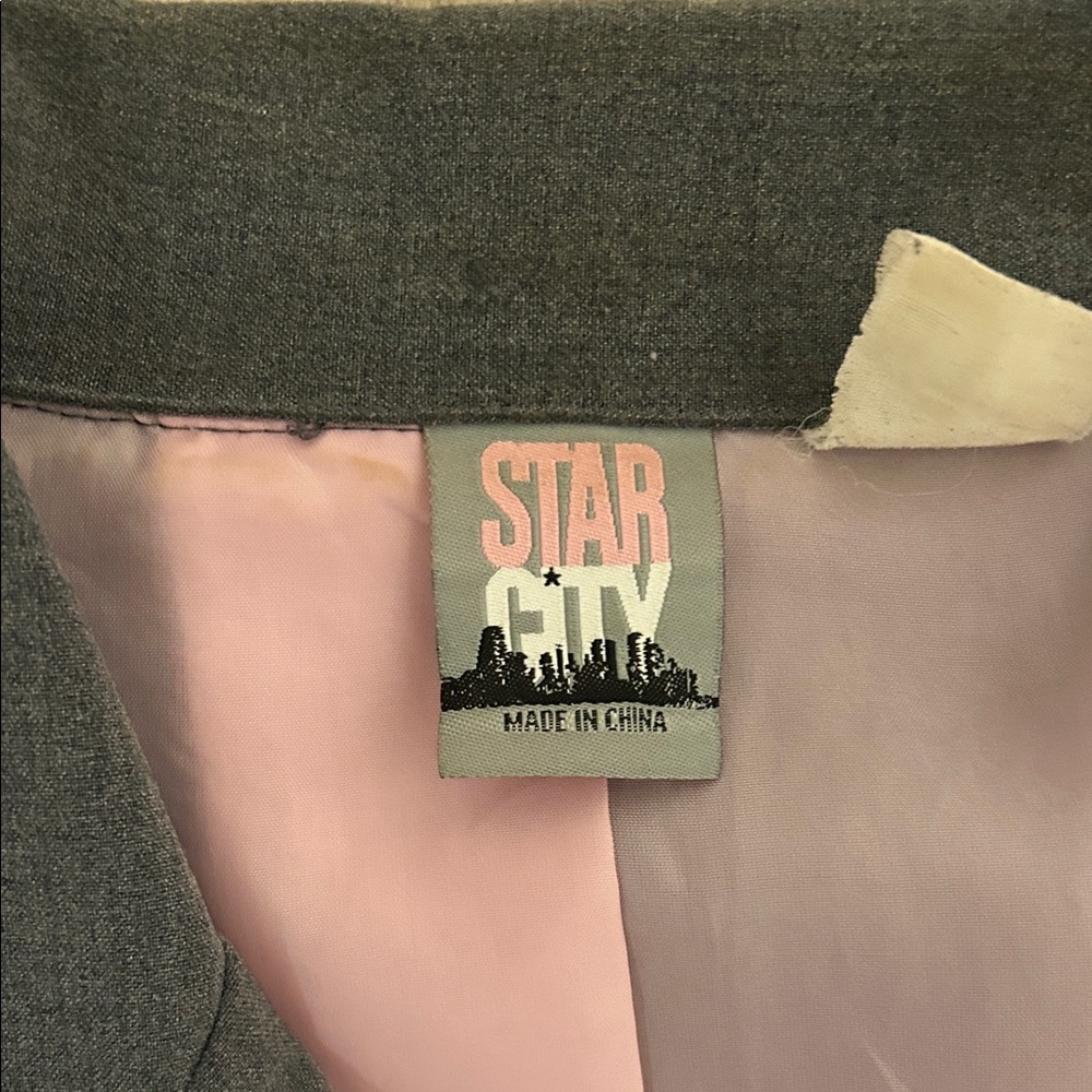 Retro Early 00s Star City Charcoal Blazer with Soft Pink Lining Size Medium - Picture 3 of 7
